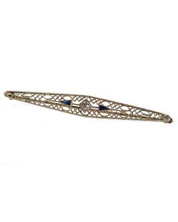 Antique diamond and 14k white gold brooch