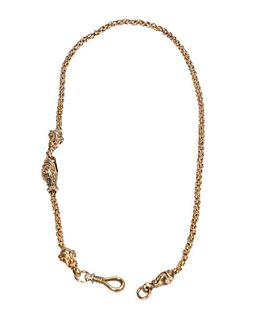 A 14k gold watch fob chain