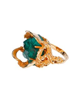 A Chatham emerald and 14k gold ring