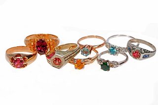Group of gem-set, 14k and 10k gold rings