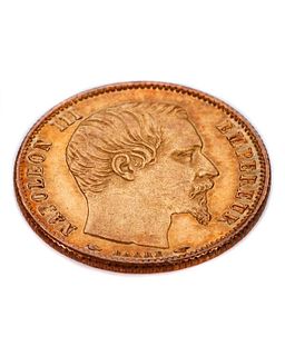 1854-A Napoleon III 5 Franc gold coin