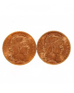 Two (2) French 20 Francs Gold Coins