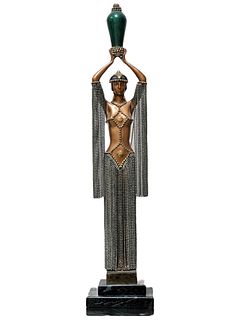 Erte (Romain de Tirtoff)  Bronze, Emerald Vase