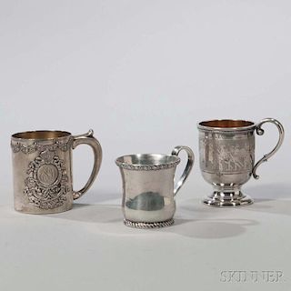 Three Silver Christening Mugs