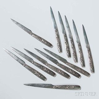 Twelve Tiffany & Co. "Vine" Pattern Sterling Silver Fruit Knives