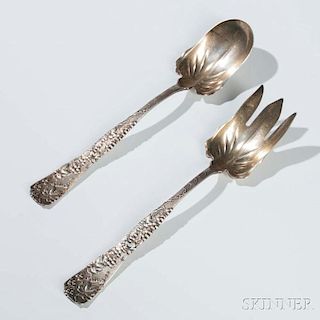 Pair of Tiffany & Co. "Vine" Pattern Sterling Silver Salad Servers