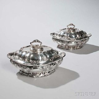 Pair of Gorham "Chantilly" Pattern Sterling Silver Vegetable Tureens and Covers