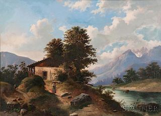 Eastern European School, 19th Century      Cottage with View to the Mountains