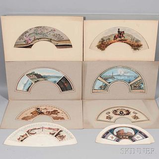 Continental School, 18th/19th Century, Eight Designs for Fans, Subjects including Views of Naples (2), Roman Architecture (2)