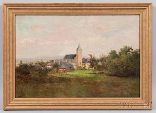Josef Büche (Austrian, 1848-1918)      Summer Landscape with Village Church