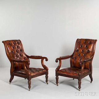 Two William IV Mahogany Library Chairs