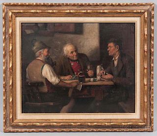 German or Austrian School, 19th Century      Three Men at a Tavern Table