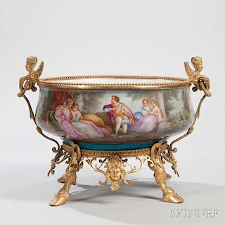 Gilt-bronze-mounted Sevres-style Porcelain Bowl