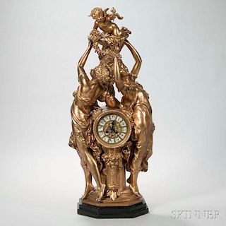 Neoclassical-style Bronzed Metal Figural Mantel Clock