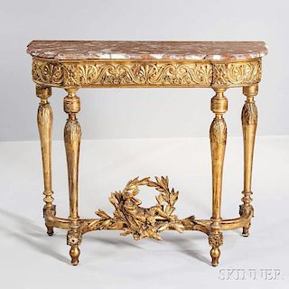 Louis XIV-style Marble-top Giltwood Console