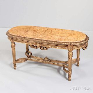 Louis XVI-style Marble-top Giltwood Low Table