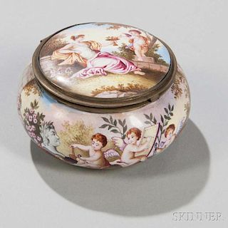 Polychrome Enamel Pillbox and Cover