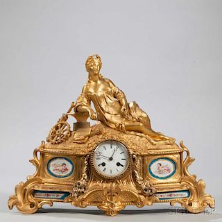 Porcelain-mounted Gilt-bronze Mantel Clock