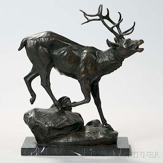 After Prosper Lecourtier (French, 1851-1924)      Bronze Figure of a Deer