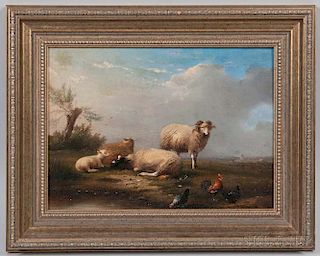 Franz Van Severdonck (Belgian, 1808-1889)      Sheep and Fowl