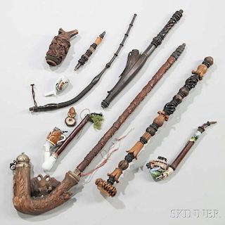 Ten German Pipes, Parts, and Accessories