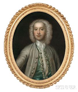 Follower of William Aikman (Scottish, 1682-1731)      Young Gentleman, Half-length, in a Gray Coat and Blue Waistcoat