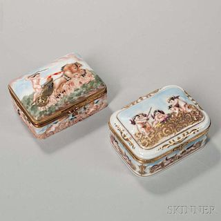 Two Capo di Monte-style Polychrome Porcelain Boxes