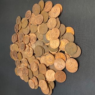 Group of 201 United Kingdom 1 Penny Coins Elizabeth II