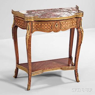 Louis XV-style Parquetry-inlaid Table en Chiffonier