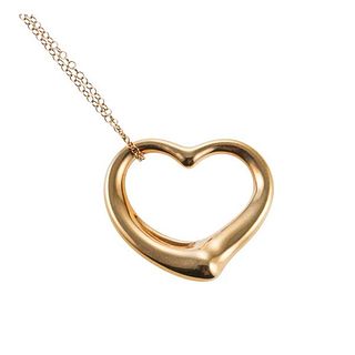 Tiffany &amp; Co Peretti 18k Gold Open Heart Pendant Necklace