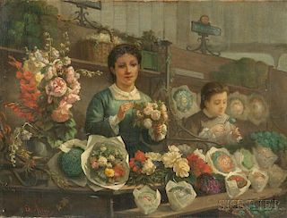 Attributed to Étienne Auge (French, act. 1865-1872)    The Flower Sellers