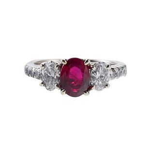14k Gold Diamond Ruby Engagement Ring