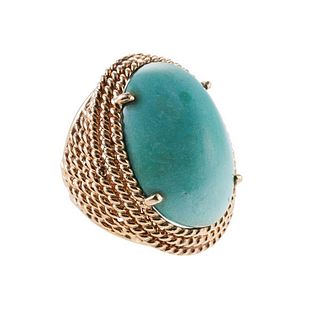 1960s 14k Gold Turquoise Dome Ring