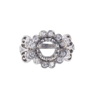 Midcentury Platinum Diamond Engagement Ring Setting