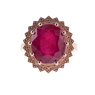 7ct Ruby Diamond Rose Gold Ring