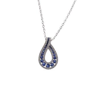 14k Gold Sapphire Diamond Pendant Necklace