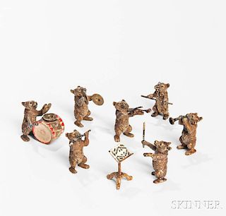 Eight-piece Cold-painted Bronze Bear Band