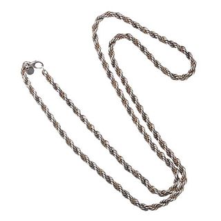 Tiffany &amp; Co Sterling Silver Gold Twist Rope Chain Necklace