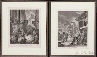 William Hogarth (British, 1697-1764)      The Four Times of the Day: Morning, Noon, Evening, Night