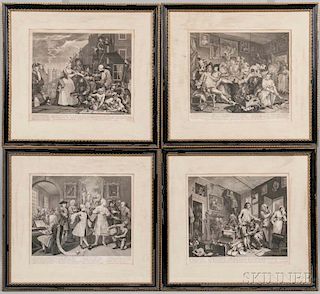 William Hogarth (British, 1697-1764)      A Rake's Progress ,  Set of Eight Framed Prints