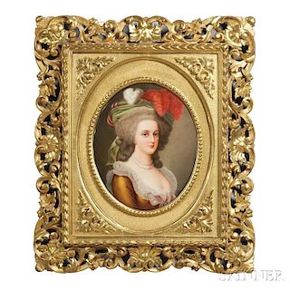 KPM Porcelain Oval Portrait Plaque Depicting Marie Antoinette