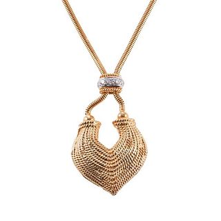 14k Gold Diamond Slide Pendant Necklace
