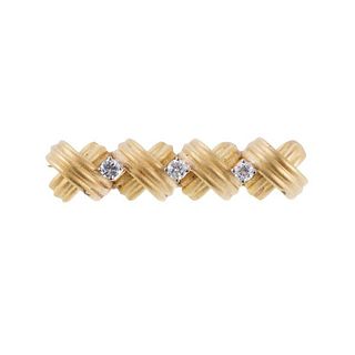 18k Gold Diamond X Brooch Pin