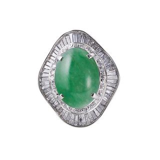 Platinum Jade Diamond Cocktail Ring