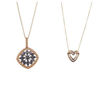 14k Gold Diamond Pendant Necklace Lot of 2