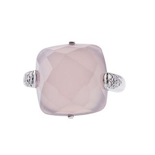 18k Gold Diamond Rose Quartz Ring