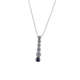 Tiffany &amp; Co Jazz Platinum Diamond Sapphire Pendant Necklace 