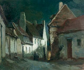 George Ames Aldrich (American, 1872-1941)      Village Moonlight, Normandy