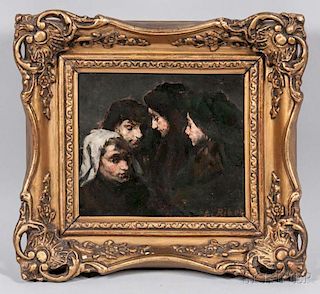 Théodule Ribot (French, 1823-1891)      Réunion , An Oil Sketch of Four Heads