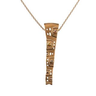 Alex Sepkus 18k Gold Diamond Pendant on Schoeffel Necklace